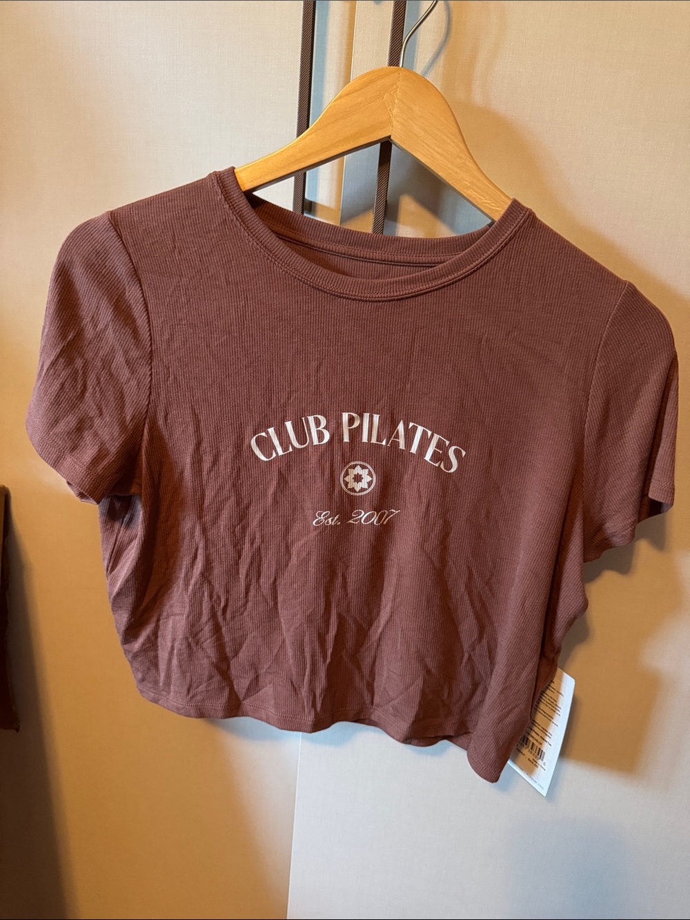 Club Pilates Short Sleeve Crop Tee - Brown